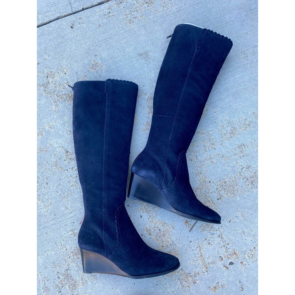 Blue suede sale wedge boots