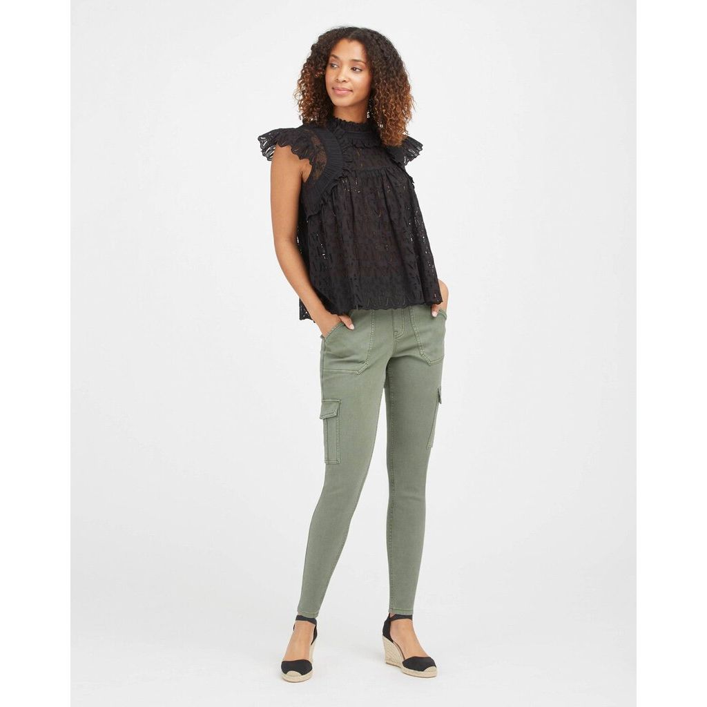 SPANX Olive stretch-twill wide-leg trousers