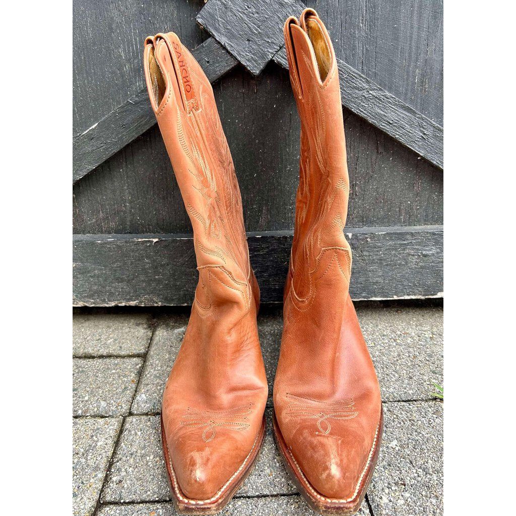 Sancho Brown Cowboy Boots Snipe Toe Size 40