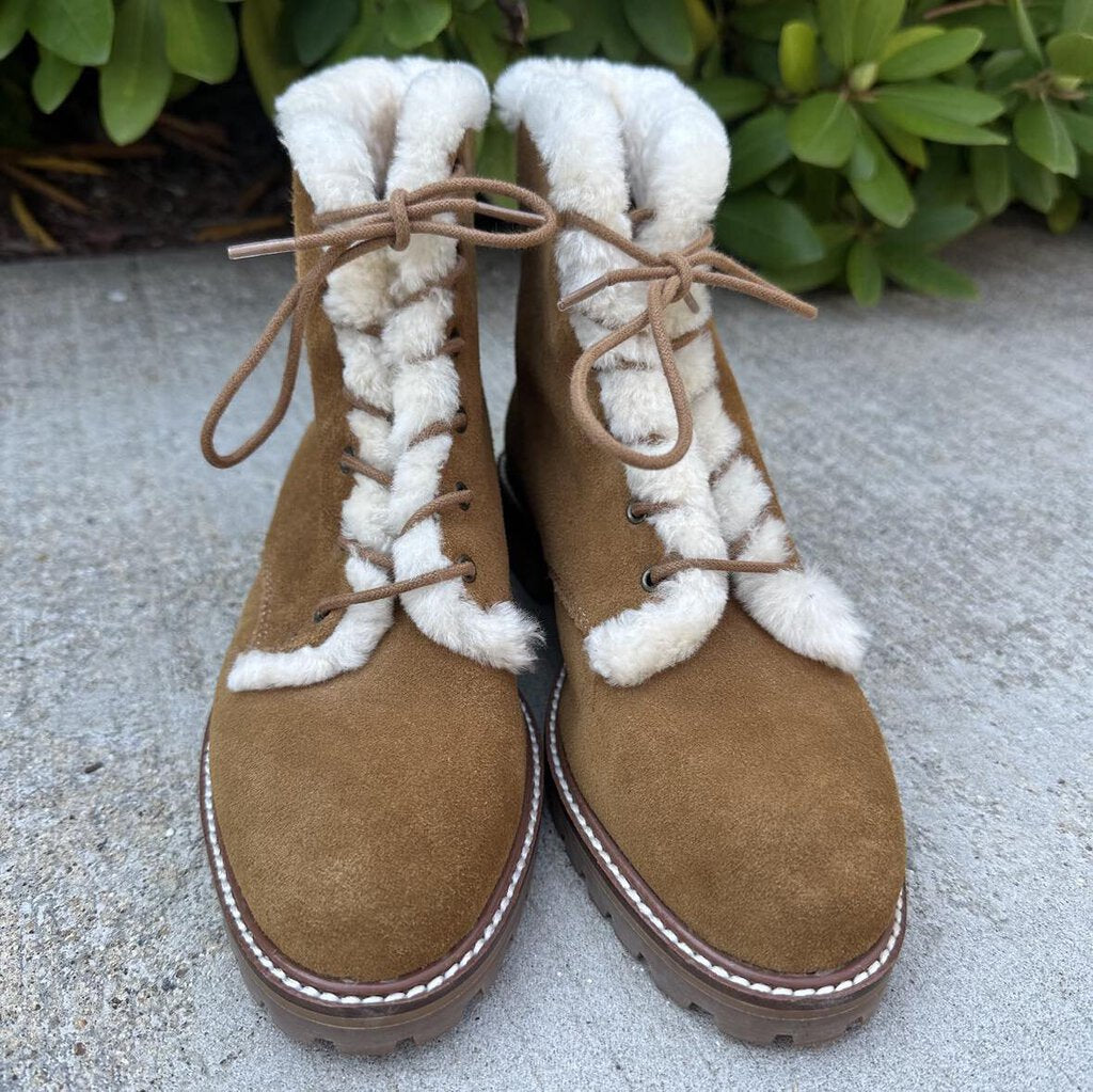 New! shops Madewell Clair Lace-Up Boot in Shearling-Lined Suede