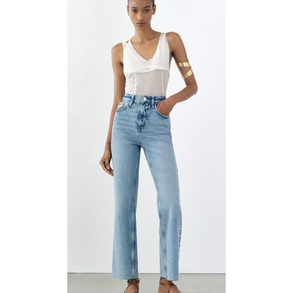 Zara jeans high shops rise