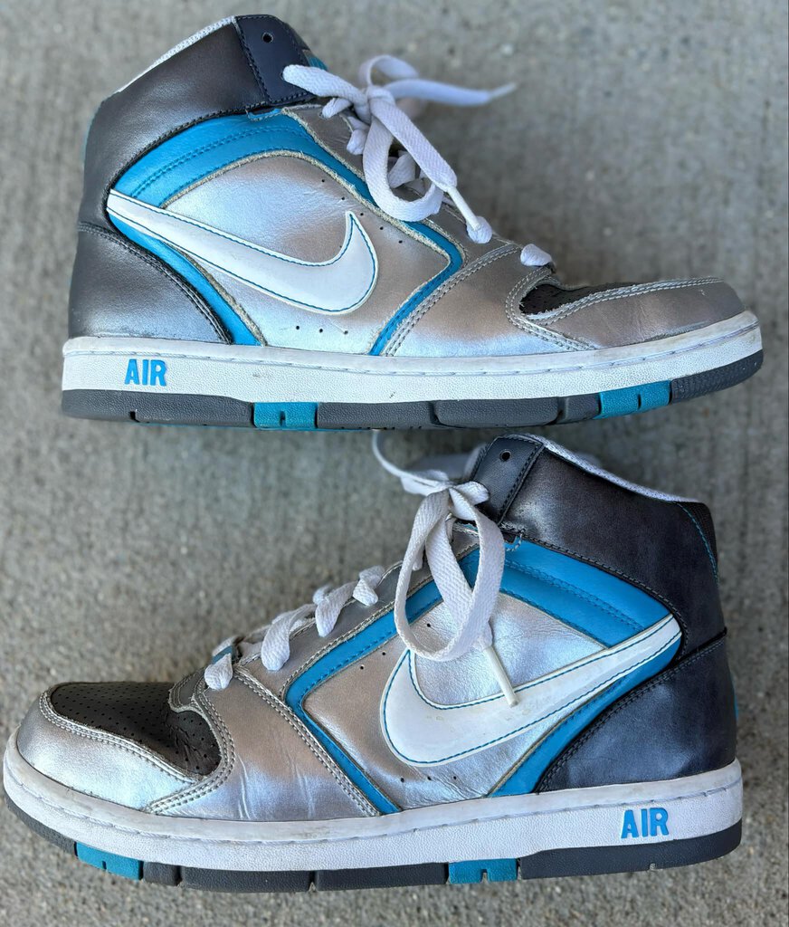 Nike Air Prestige 2 High in Silver University Blue Size 8.5 Chic Boutique Consignments