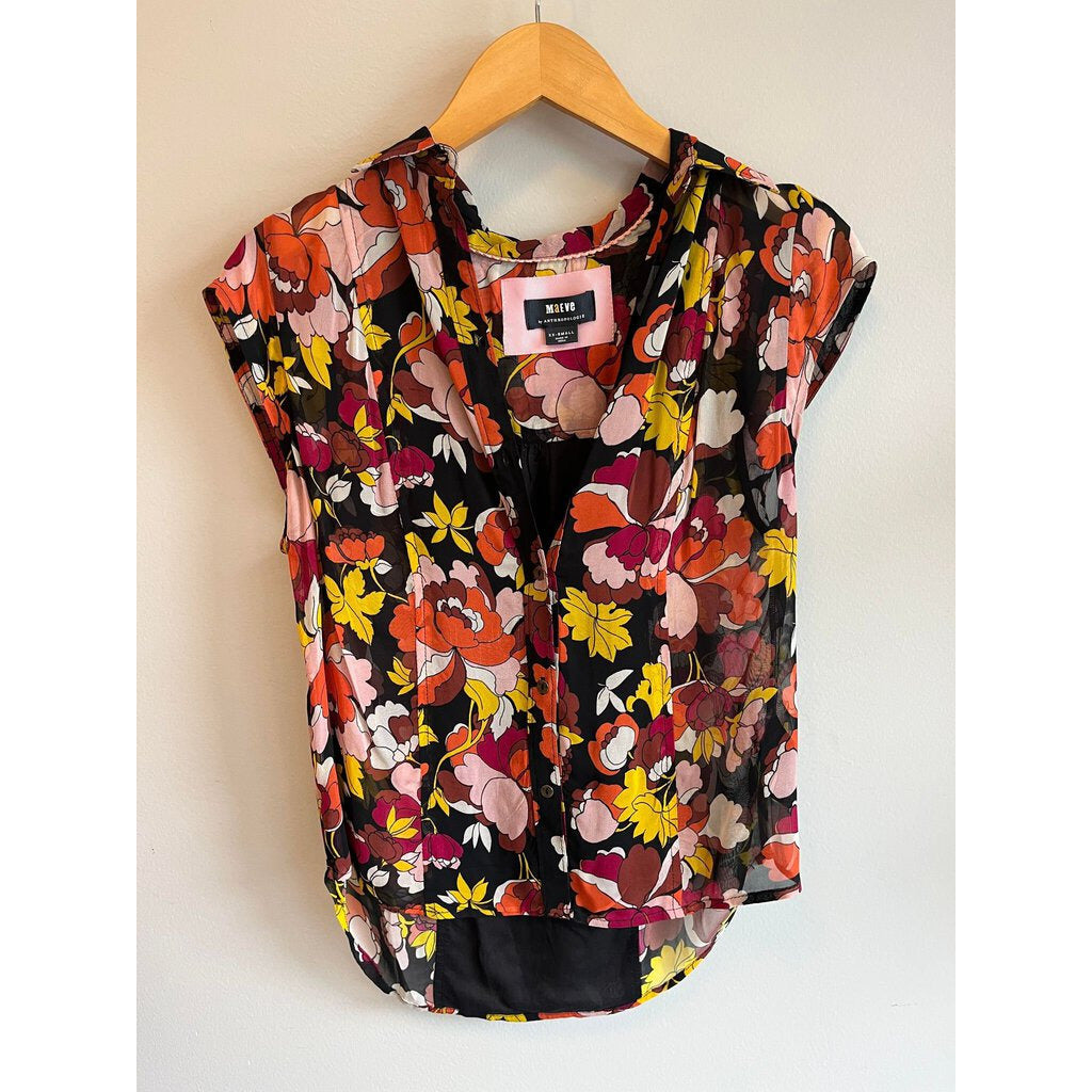 Anthropologie red newest floral top