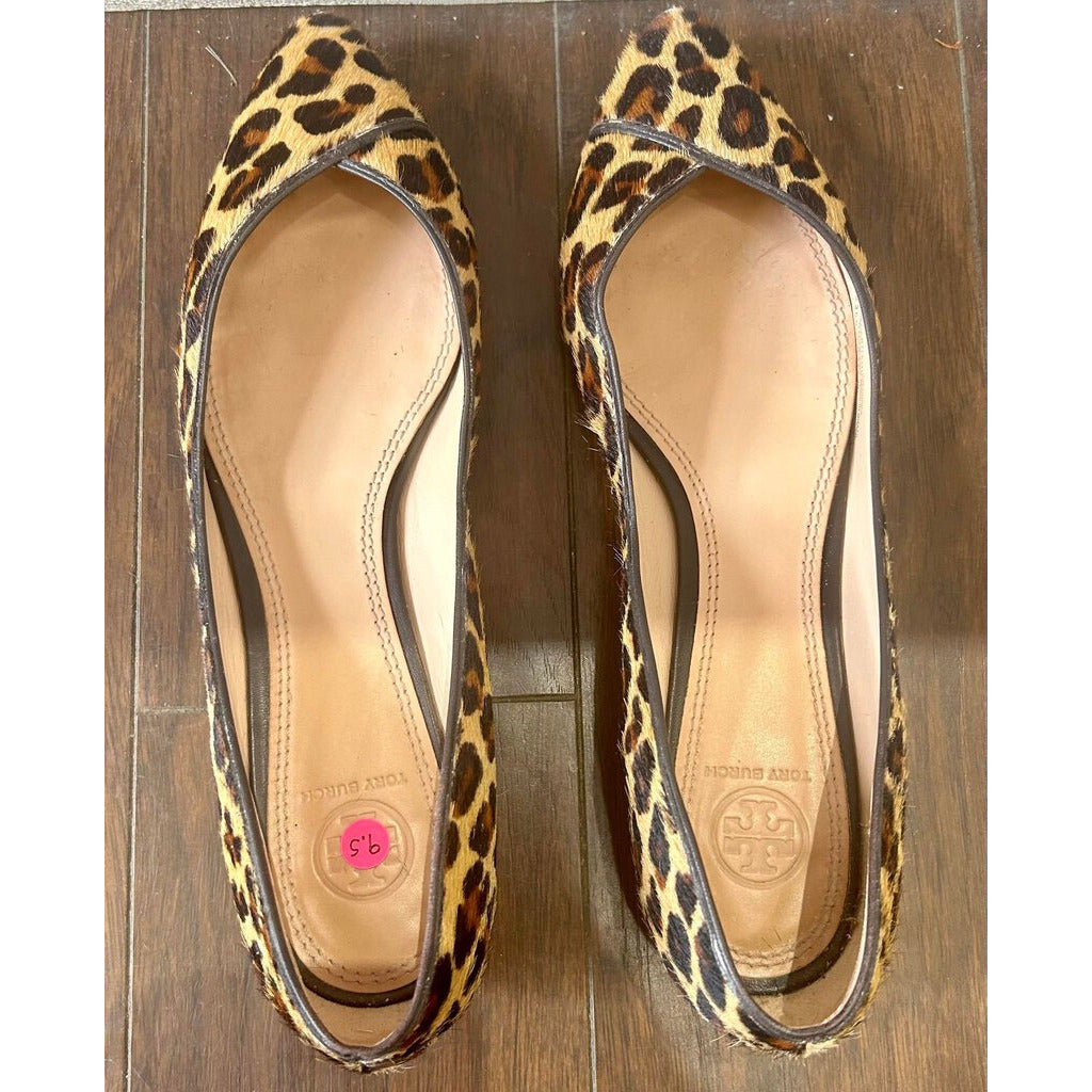 Tory Burch Women s Nicki Leopard Print Calf Hair Point Toe Flats Siz Chic Boutique Consignments